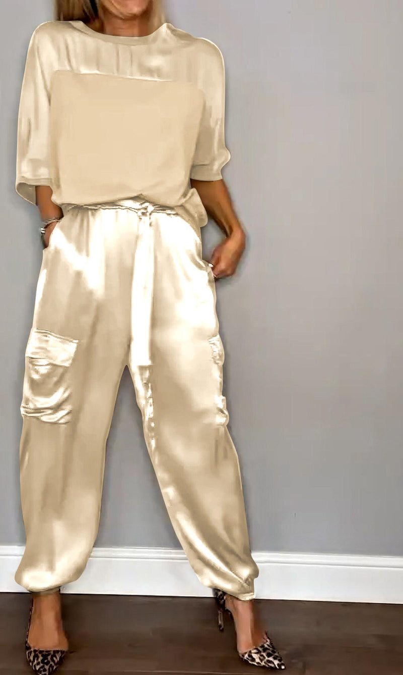Sophisticated Two-Piece Set With Half Sleeves For Women