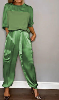 Sophisticated Two-Piece Set With Half Sleeves For Women