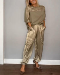 Sophisticated Two-Piece Set With Half Sleeves For Women