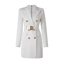 Sophisticated Women&#39;s Blazer Dress With Waist Belt And Button Detailing
