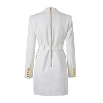Sophisticated Women&#39;s Blazer Dress With Waist Belt And Button Detailing