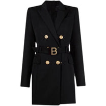 Sophisticated Women&#39;s Blazer Dress With Waist Belt And Button Detailing