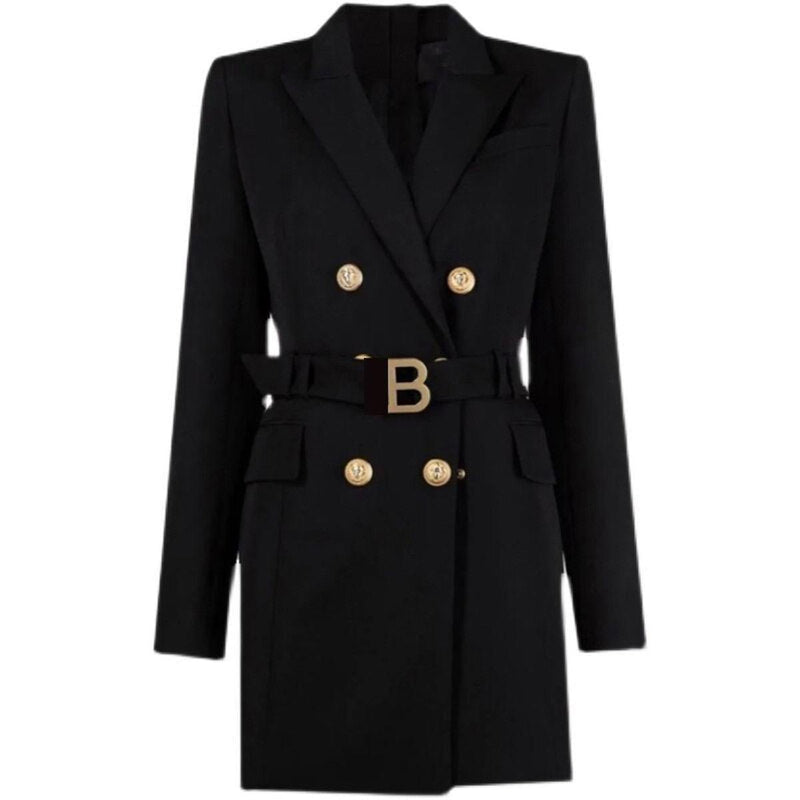 Sophisticated Women&#39;s Blazer Dress With Waist Belt And Button Detailing