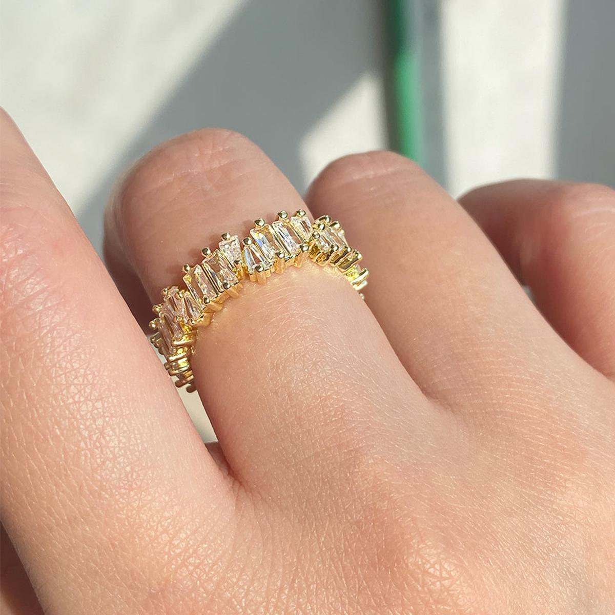 Sparkling Baguette Crystal Ring
