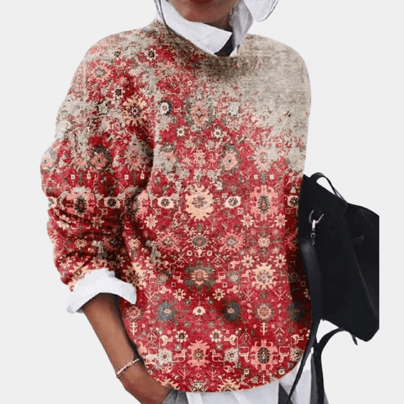 Spring Women&#39;s Printed Sweater - Polyester, Multiple Colors, Sizes S-2XL