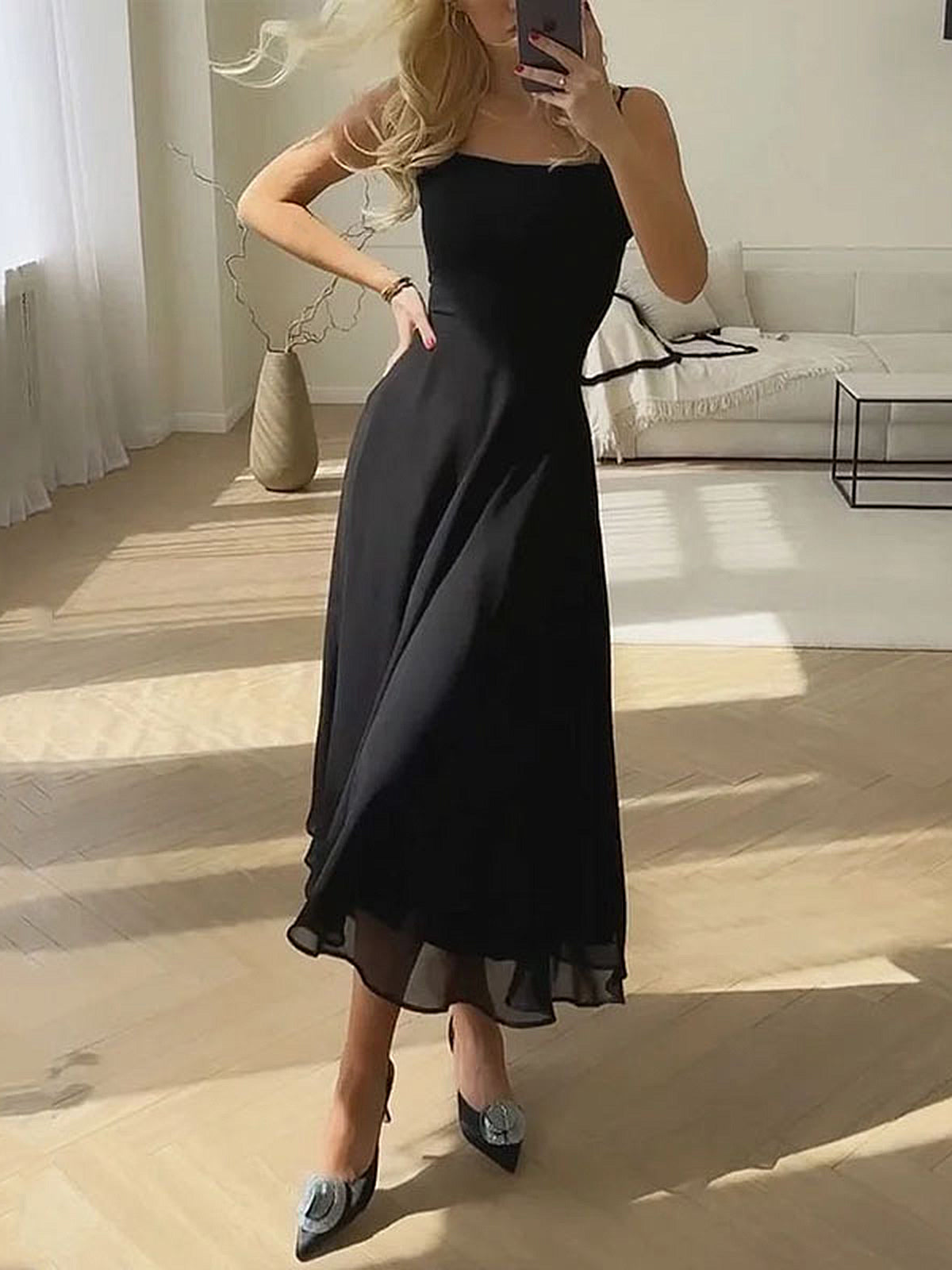 Square Neck Layered Maxi Dress