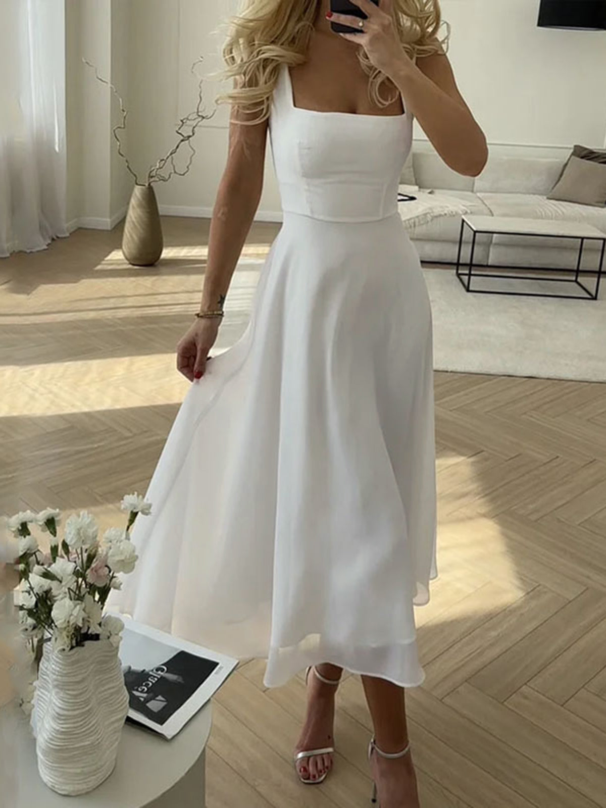 Square Neck Layered Maxi Dress