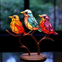 Stained Glass Bird Sculptures Set