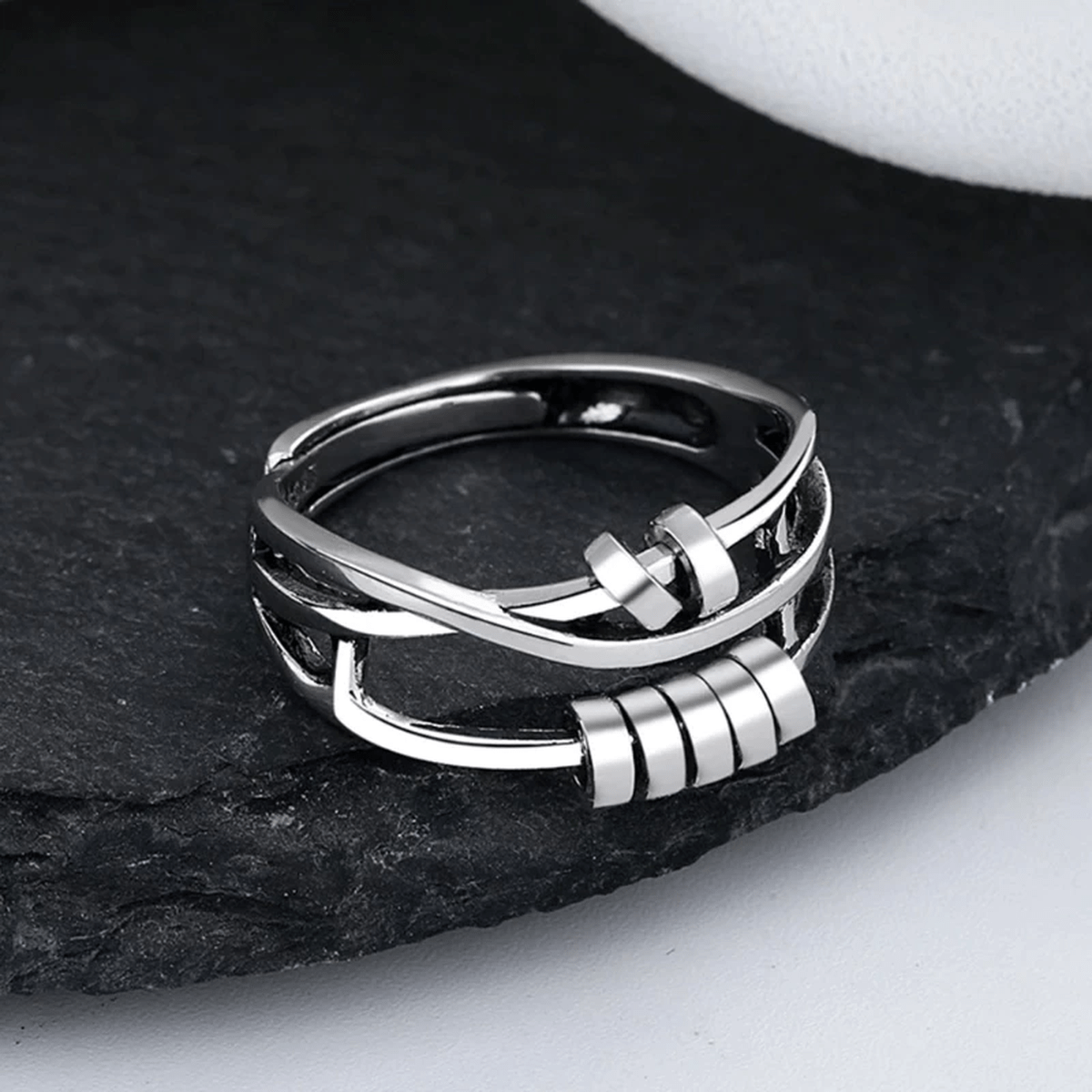Sterling Silver Adjustable Anti-Anxiety Spinner Ring