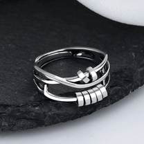 Sterling Silver Adjustable Anti-Anxiety Spinner Ring