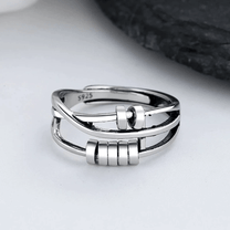 Sterling Silver Adjustable Anti-Anxiety Spinner Ring