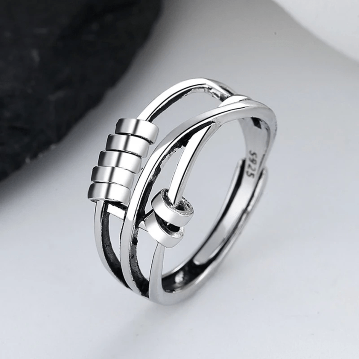 Sterling Silver Adjustable Anti-Anxiety Spinner Ring