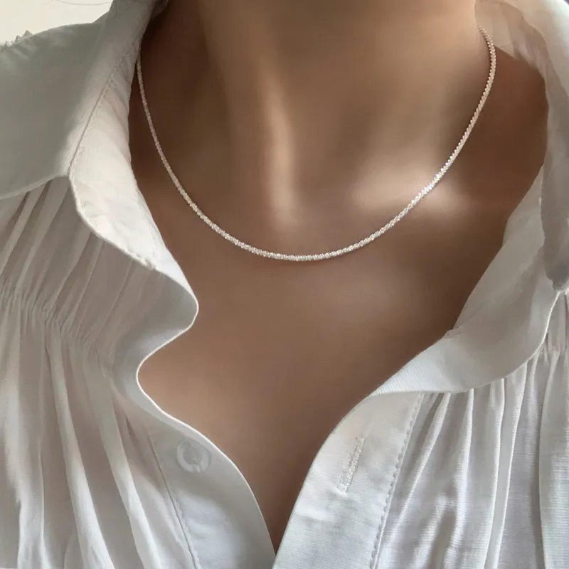 Sterling Silver Collarbone Necklace 925 Chain