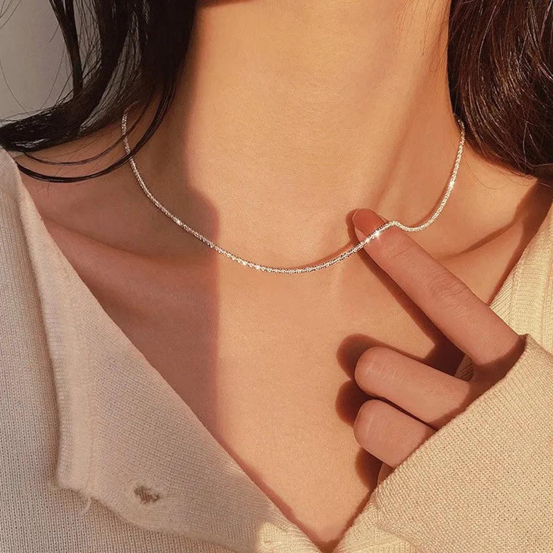 Sterling Silver Collarbone Necklace 925 Chain