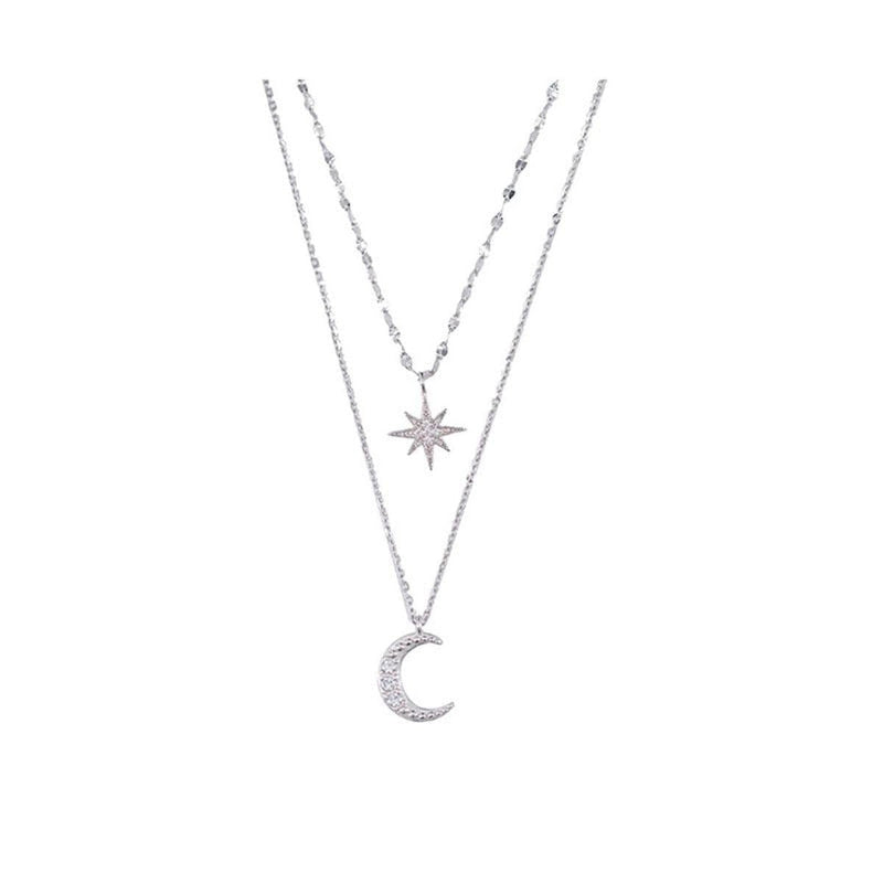 Sterling Silver Double Moon Necklace