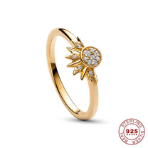 Sterling Silver Moon Sun Crystal Ring Set