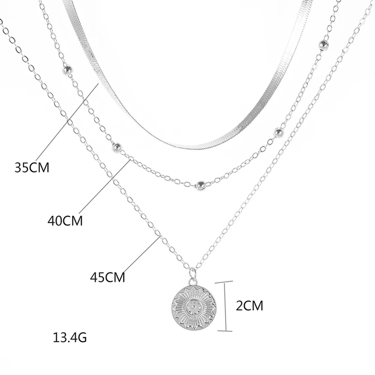 Sterling Silver Triple Chain Necklace
