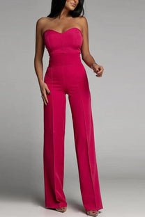 Strapless High-Waisted Flared Leg Jumpsuit