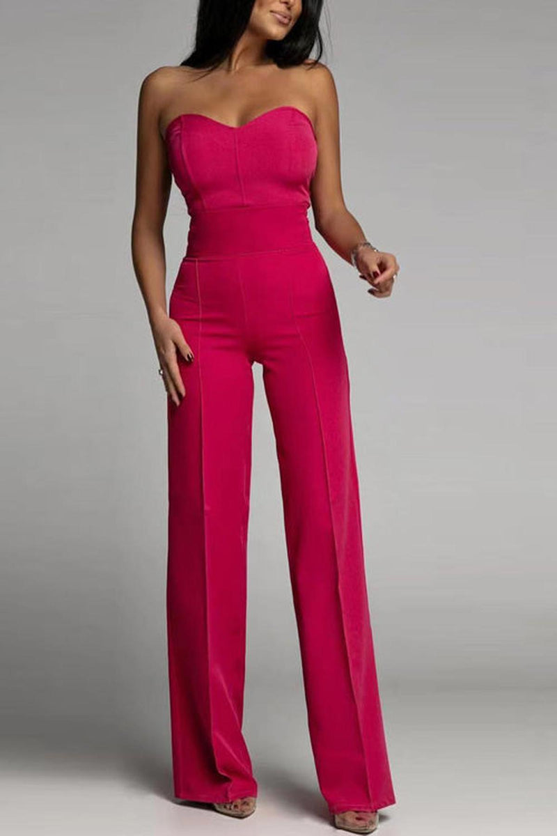 Strapless High-Waisted Flared Leg Jumpsuit