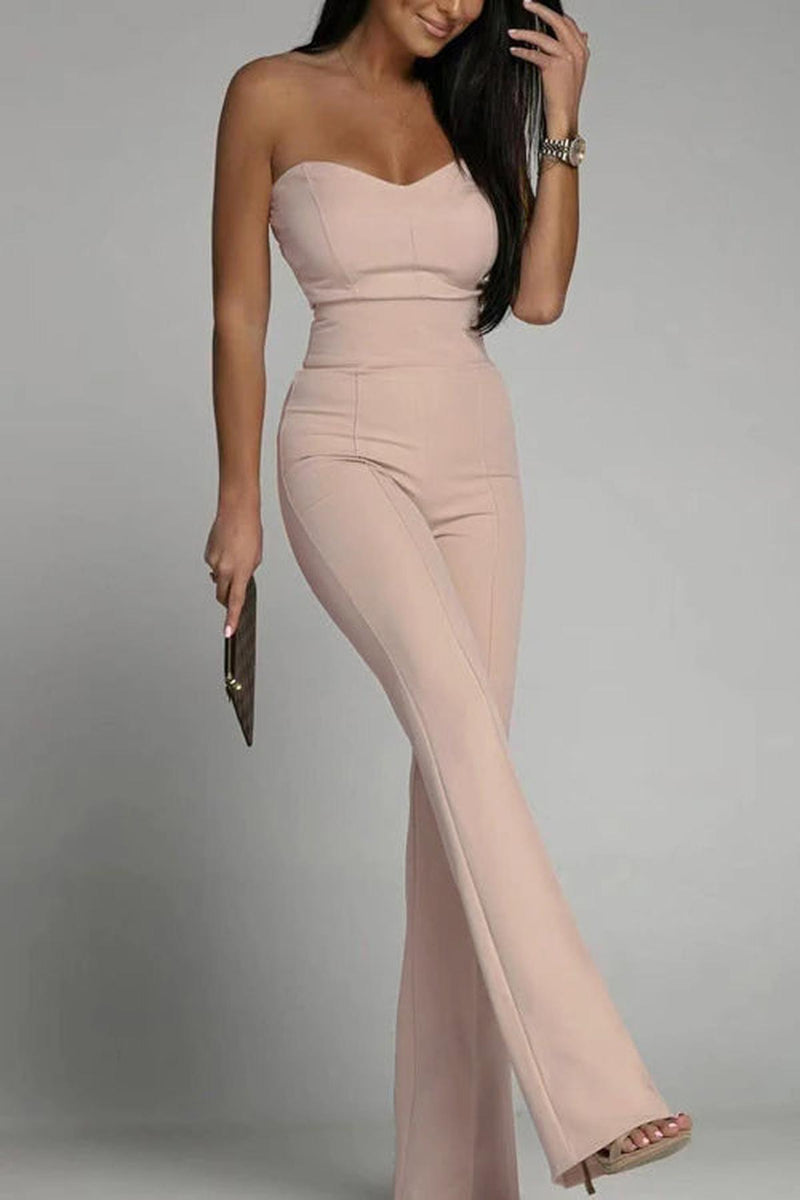 Strapless High-Waisted Flared Leg Jumpsuit