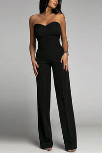 Strapless High-Waisted Flared Leg Jumpsuit
