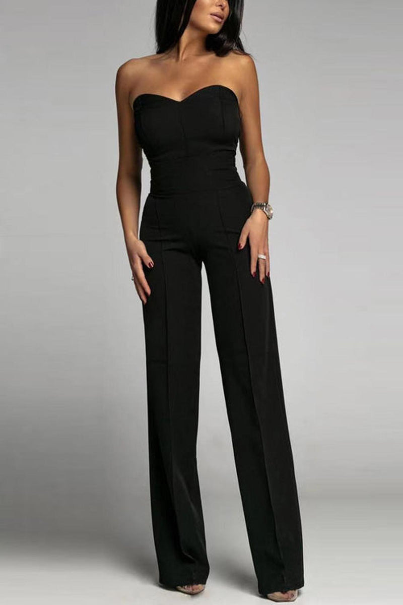 Strapless High-Waisted Flared Leg Jumpsuit