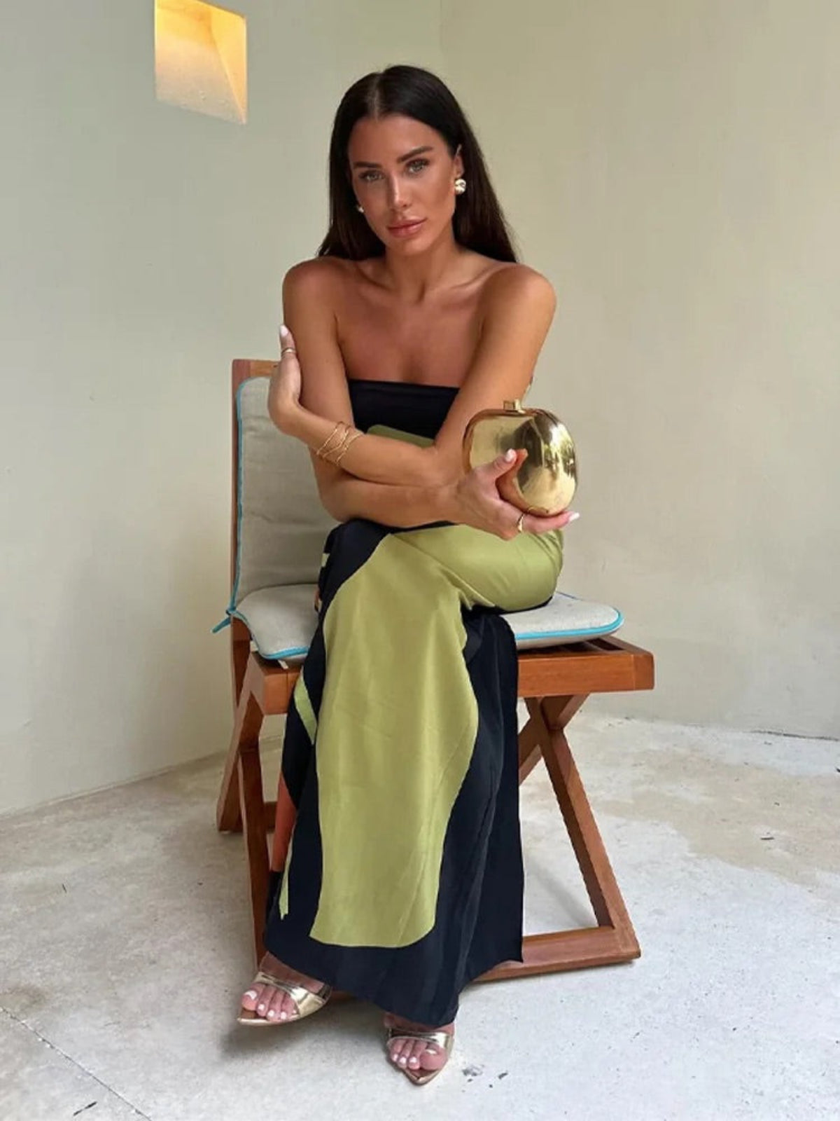 Strapless Zip Up Maxi Dress