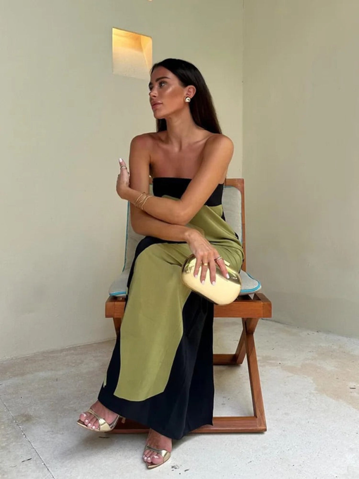 Strapless Zip Up Maxi Dress