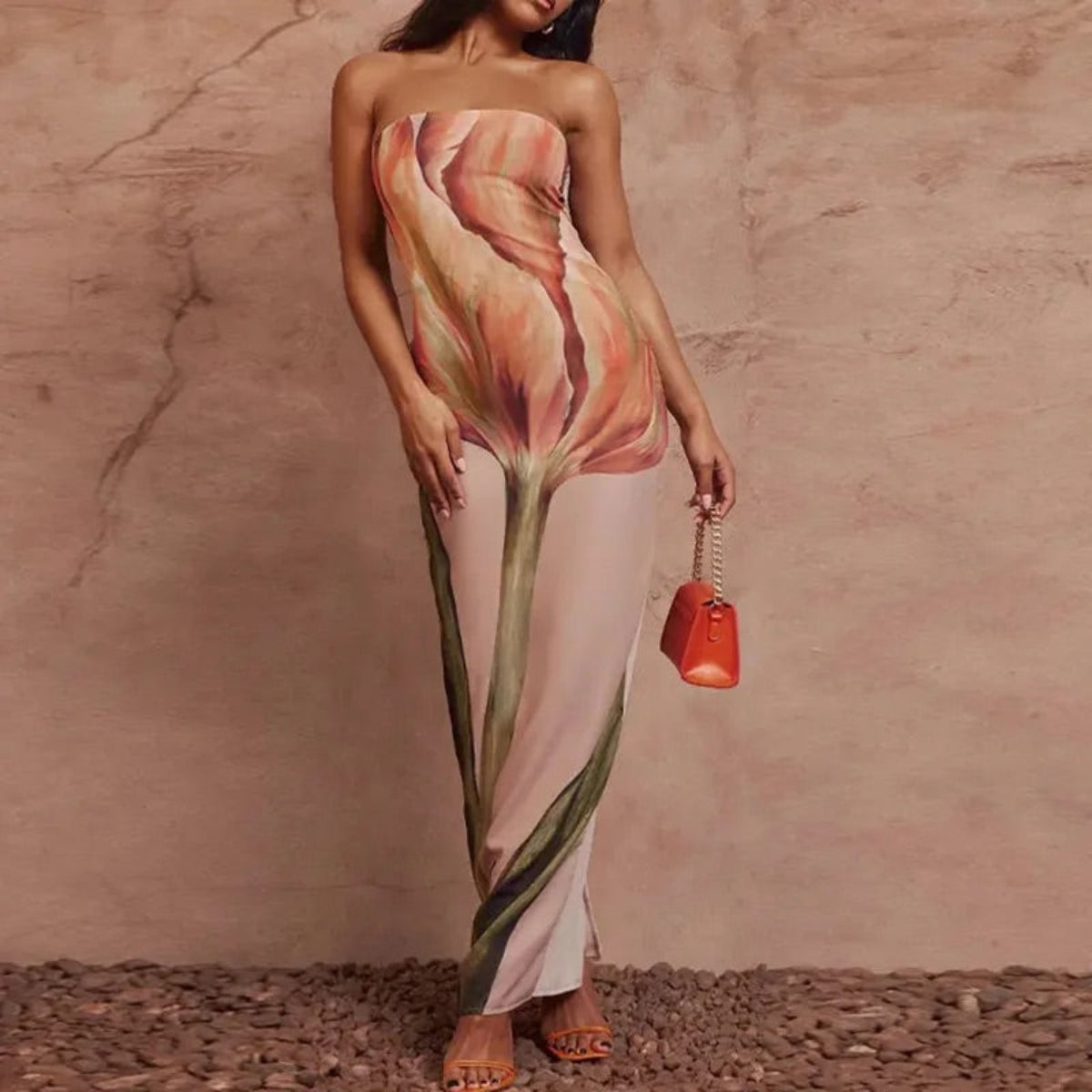 Strapless Zip Up Maxi Dress