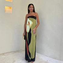Strapless Zip Up Maxi Dress
