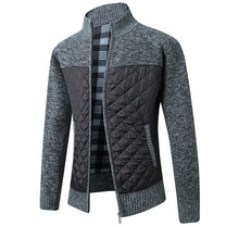 Striped Plaid Knitted Jacket With Stand Collar