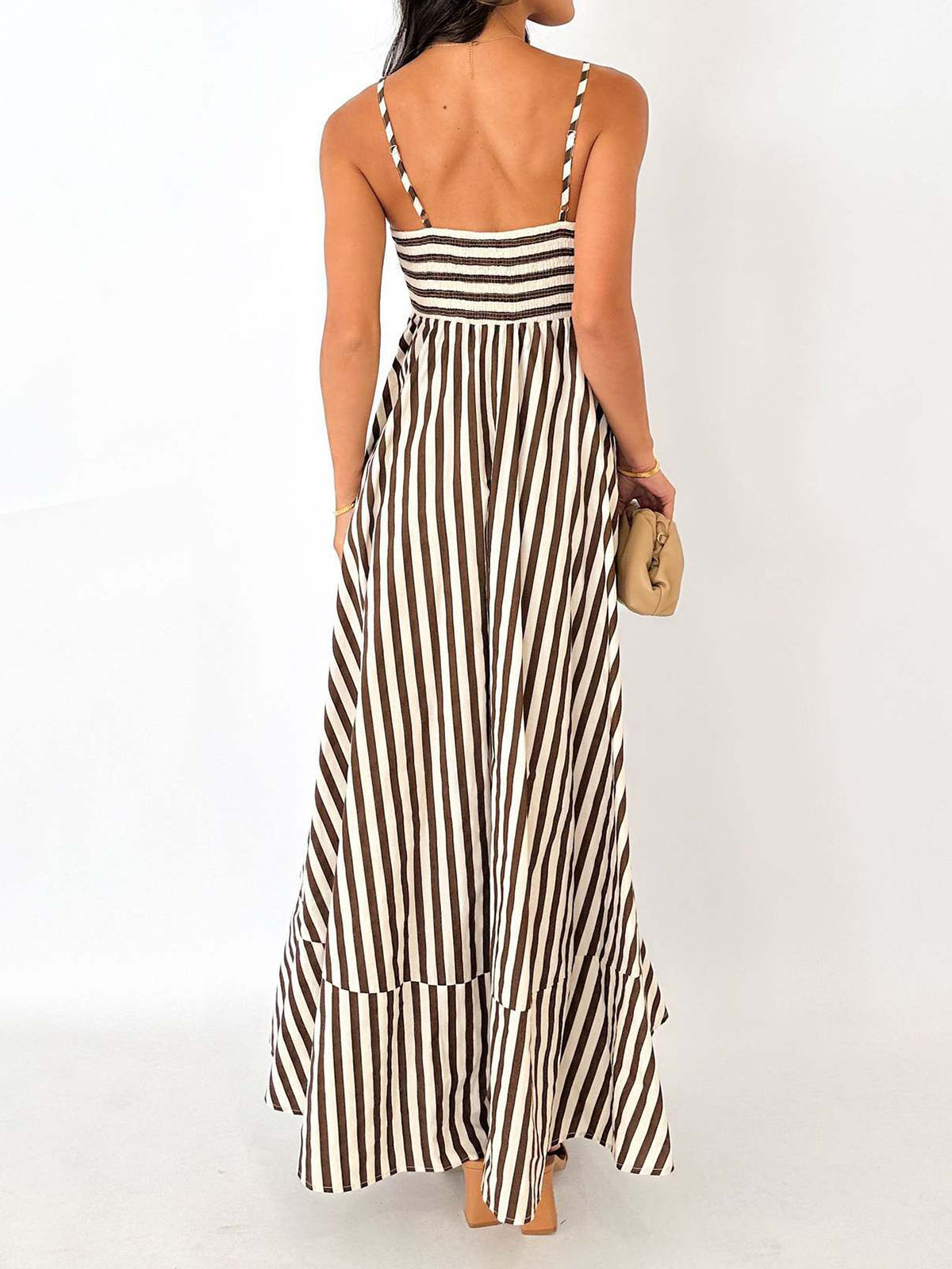 Striped Pleated Maxi Sundress