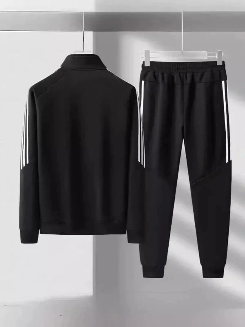 Striped Trim Casual Tracksuit Set