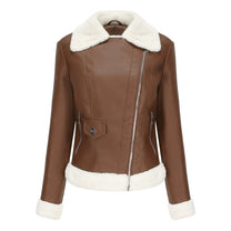 Structured Faux Leather Jacket With Faux Fur Trim