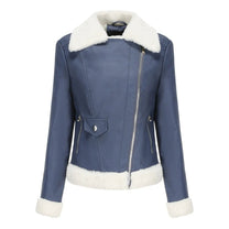 Structured Faux Leather Jacket With Faux Fur Trim