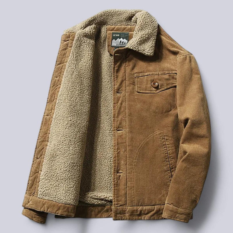 Structured Fit Corduroy Jacket With Sherpa Lining