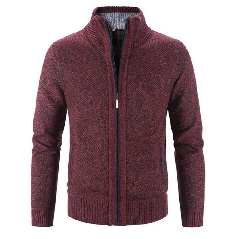 Structured Fit Knit Zipper Cardigan for Men