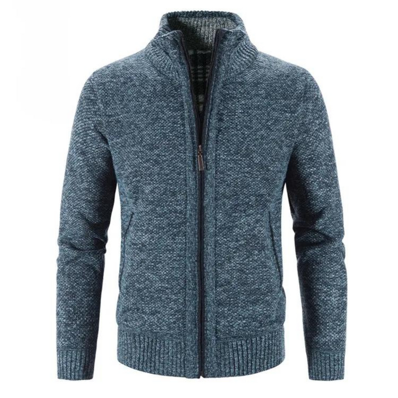 Structured Fit Knit Zipper Cardigan for Men