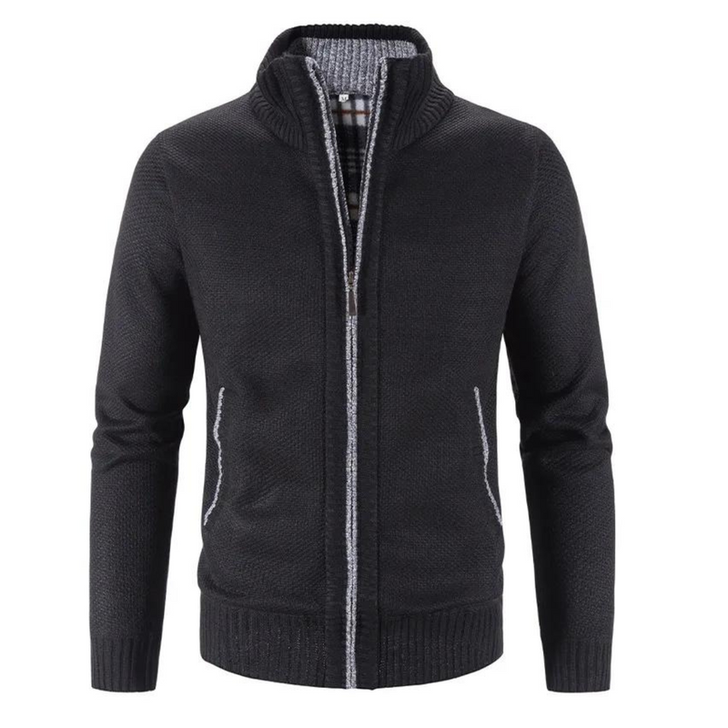 Structured Fit Knit Zipper Cardigan for Men