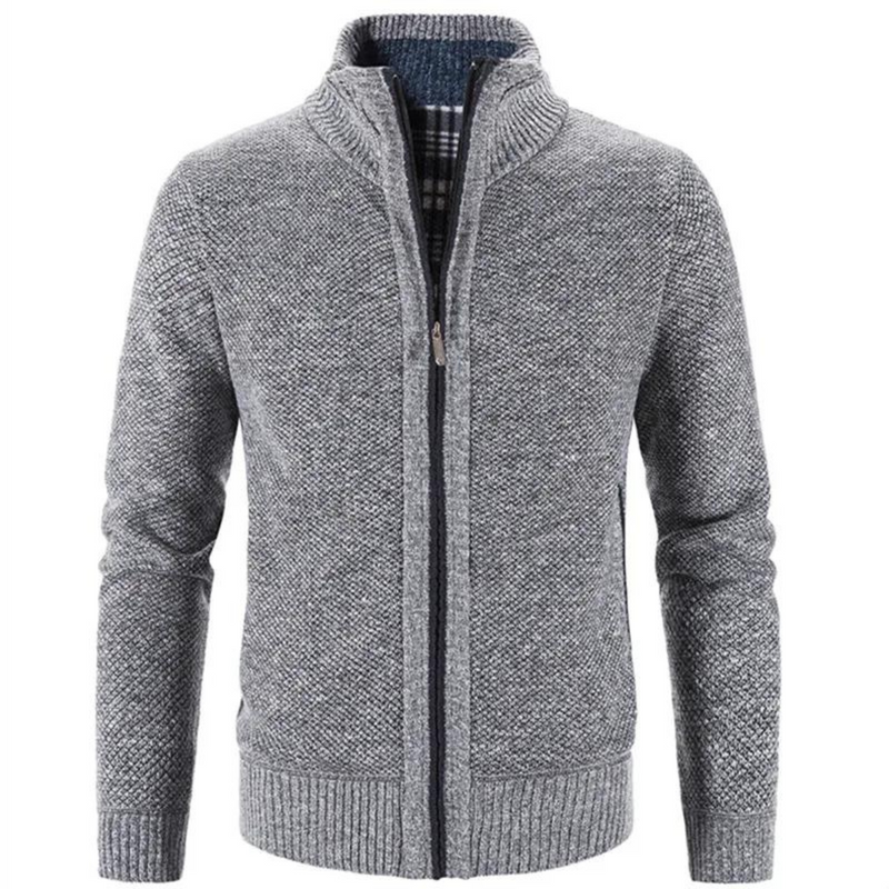 Structured Fit Knit Zipper Cardigan for Men