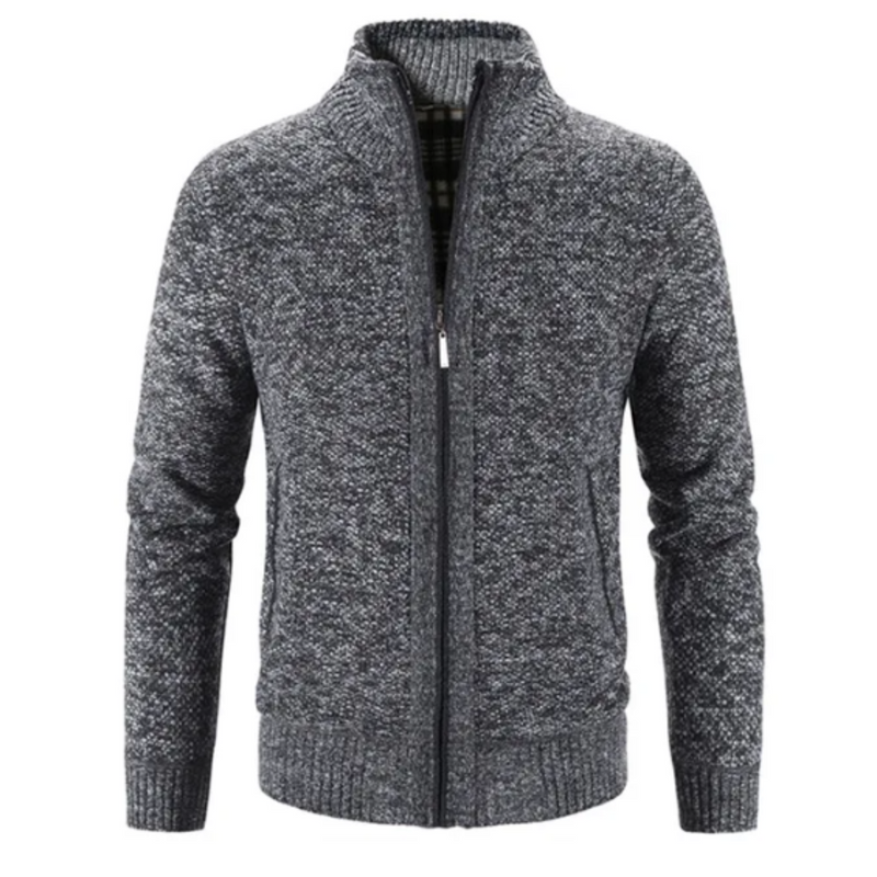 Structured Fit Knit Zipper Cardigan for Men