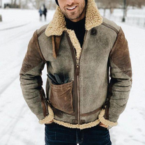 Structured Suede Bomber Jacket With Shearling Collar