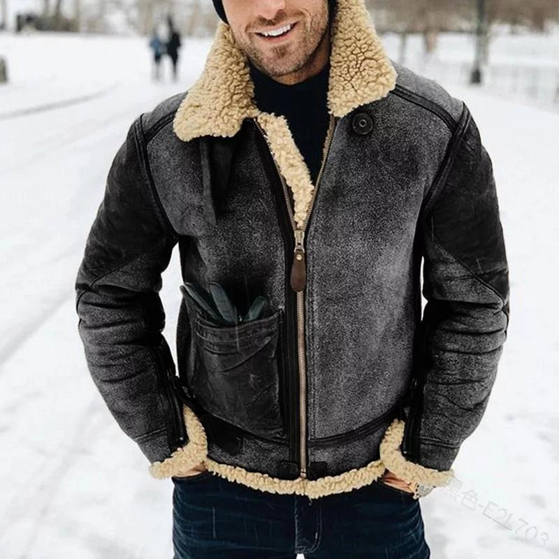 Structured Suede Bomber Jacket With Shearling Collar