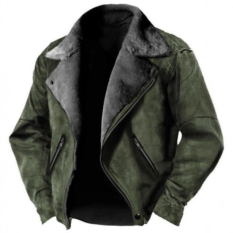 Structured Suede Jacket With Shearling Lining