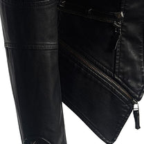 Studded Black PU Leather Jacket for Women