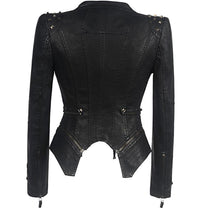 Studded Black PU Leather Jacket for Women