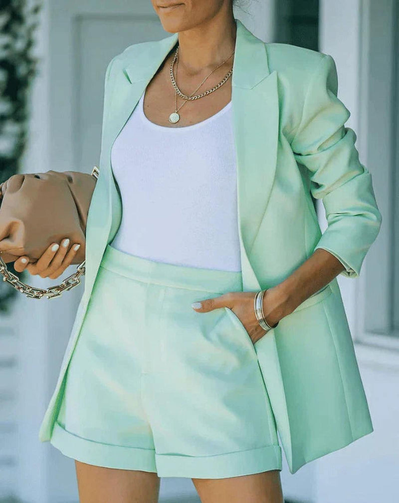 Stylish Blazer And Shorts Set For Women