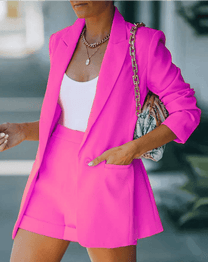 Stylish Blazer And Shorts Set For Women