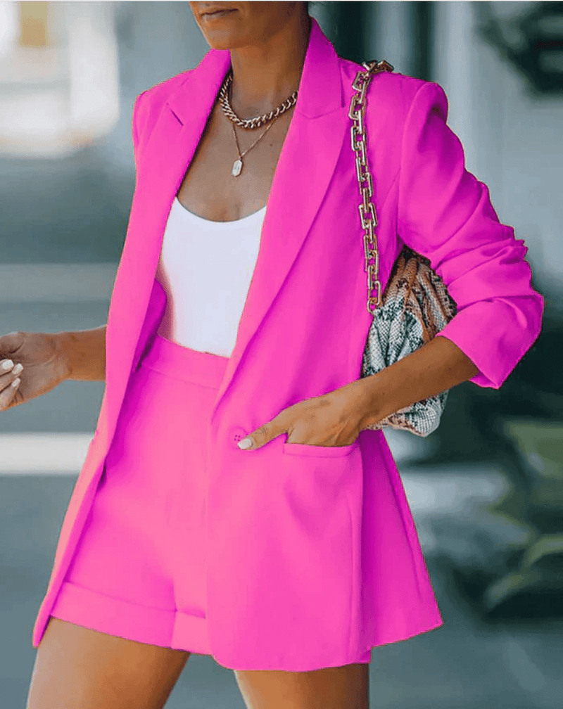 Stylish Blazer And Shorts Set For Women