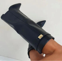 Stylish Buckle Boots in Suede and Faux Leather